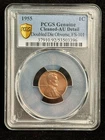 1955 Lincoln Cent DDO PCGS AU Details Cleaned Key Variety Penny!
