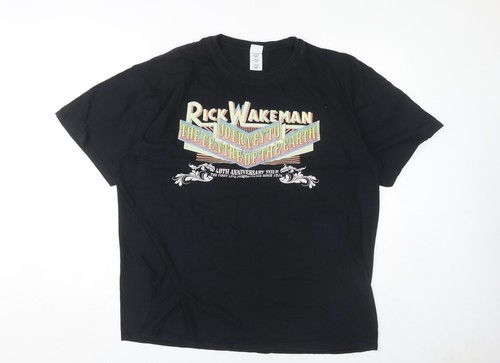 Rick Wakeman Herren T-Shirt Schwarz Grafik 2XL Musik Motiv Kurzarm