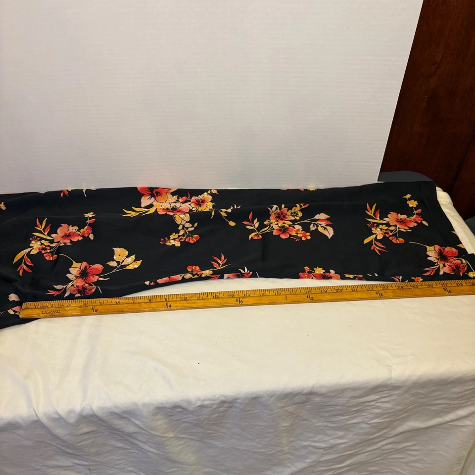 Pantalones Palazzo Guess LA Talla L Negro/Naranja Floral Pierna Ancha Tropical Resort/Playa Foto 3 de 4