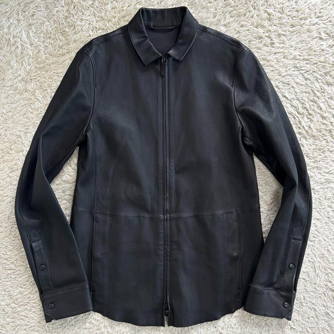 GIORGIO ARMANI イタリア製 lamb leather Giorgio Armani Leather Jacket Lamb Skin Black Size 48 Made