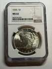 1935 PEACE SILVER DOLLAR NGC MS62 BLAST WHITE BETTER DATE