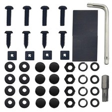 Black Anti-Theft License Plate Screw Kit, Rustproof Stainless Car Tag Plate Moun