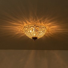 Antique Crystal Ceiling Light 3-Light Bowl Shape Semi-Flush Mount For Hallway UK