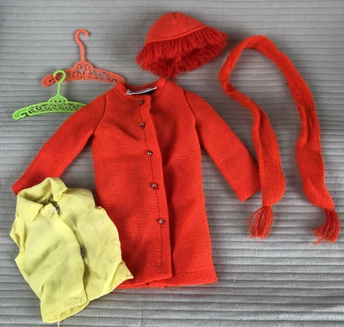 Barbie Vtg Lot Anti-Freezers #1464 Orange COAT Fiery Orange Hat Scarf Top