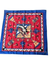 Vtg Wamcraft Bandana Native American Print Made In USA Chief Tomahawk