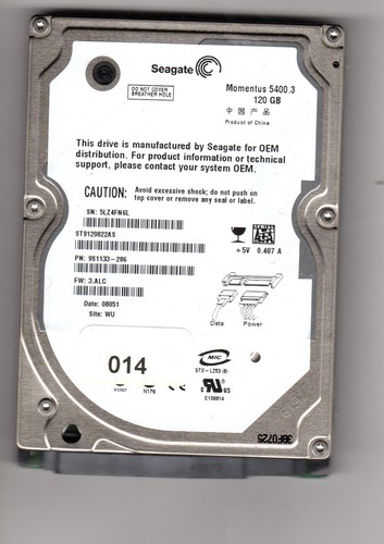Seagate Momentus 120GB HDD SATA 2,5 Zoll #014