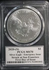2020-(S) American Silver Eagle Emergency Issue PCGS Graded MS70!