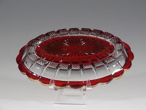 EAPG U.S. Glass Ruby Stained Banded Portland Amarillo TX Souvenir Pin Tray 1890 - Picture 3 of 4