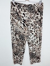 Chico's Animal Print Stretch Cropped Pants Women's Pull On Size 1/ Medium