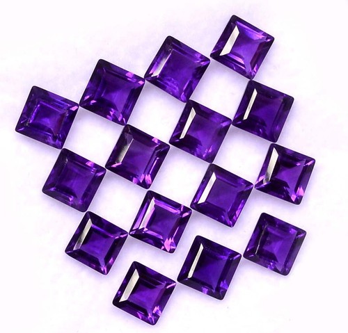 Lotto taglio quadrato 5x5 mm ametista naturale 05 pz pietre preziose sfaccettate calibrate - Foto 4 di 5