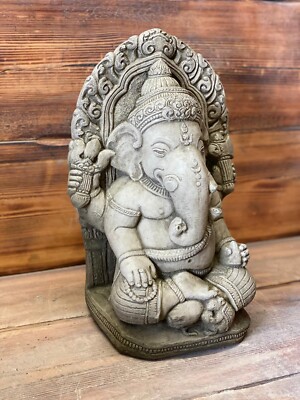 STEINGARTEN GROSSER GANESH BUDDHA ELEFANT BETENDE STATUE ORNAMENT