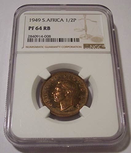 South Africa 1949 1/2 Penny Proof PF64 RB NGC Low Mintage - Foto 1 di 4