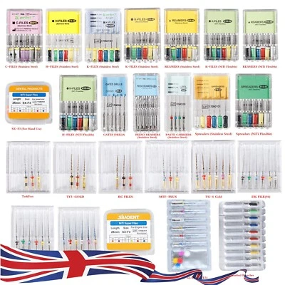 SANDENT Dental Root Canal File Niti/Stainless Steel Rotary Endo Files Hand/Engine Use