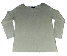 St. John Boutiques Gold Metallic Crochet Scallop Sweater Holiday Medium PERFECT 