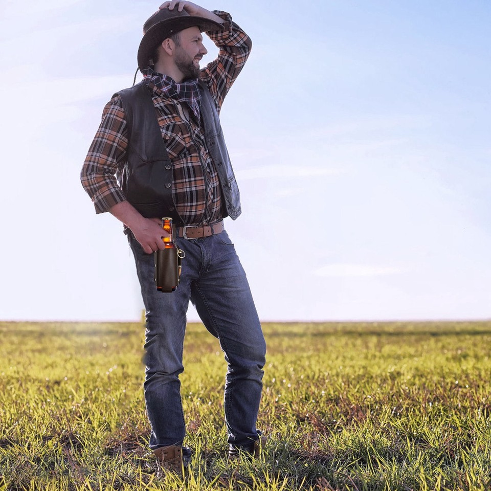 Beer Holster Leather Classic Beer Holster Bottle Holders for Men