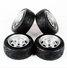 RC WHEELS TIRES SET for Tamiya tt01 tt02 tt01e m06 m05 m03 Hpi Rs4 Sprint E10