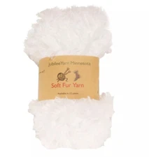 2 -JubileeYarn Soft Fur Yarn Minnesota Polyester Chunky Weight #29 Sparkle White