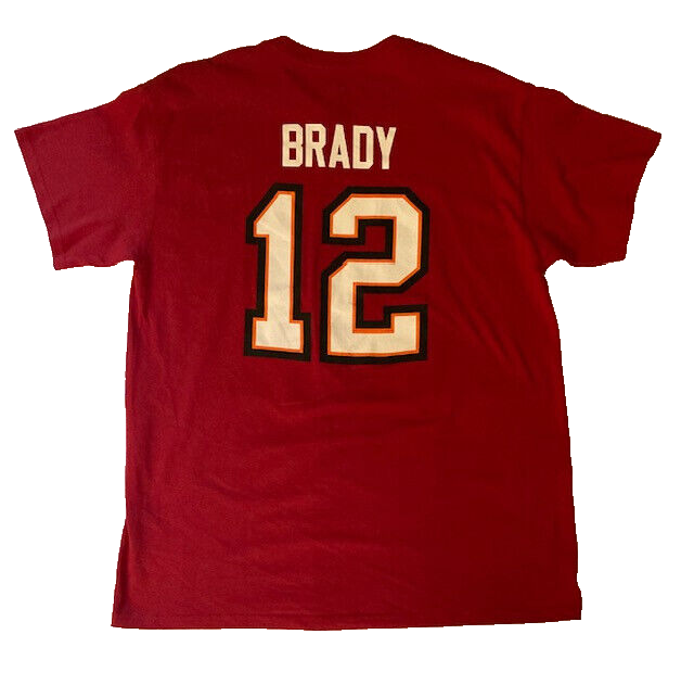 Tom Brady #12 Red T Shirt Adult L NFL Team Apparel Tampa Bay