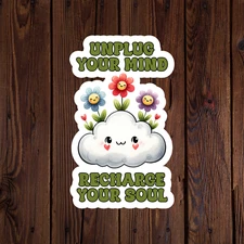 Mental health awareness sticker vinyl decal anxiety positivity unplug your mind