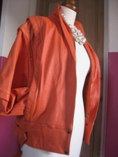 Vintage Orange Leather Jacket New Wave 14 12 Retro 1990s 1980s Top Gun True Real