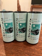 New Old Stock Avon Lot of 3 Naturals Green Tea Talc Powder 2.6oz