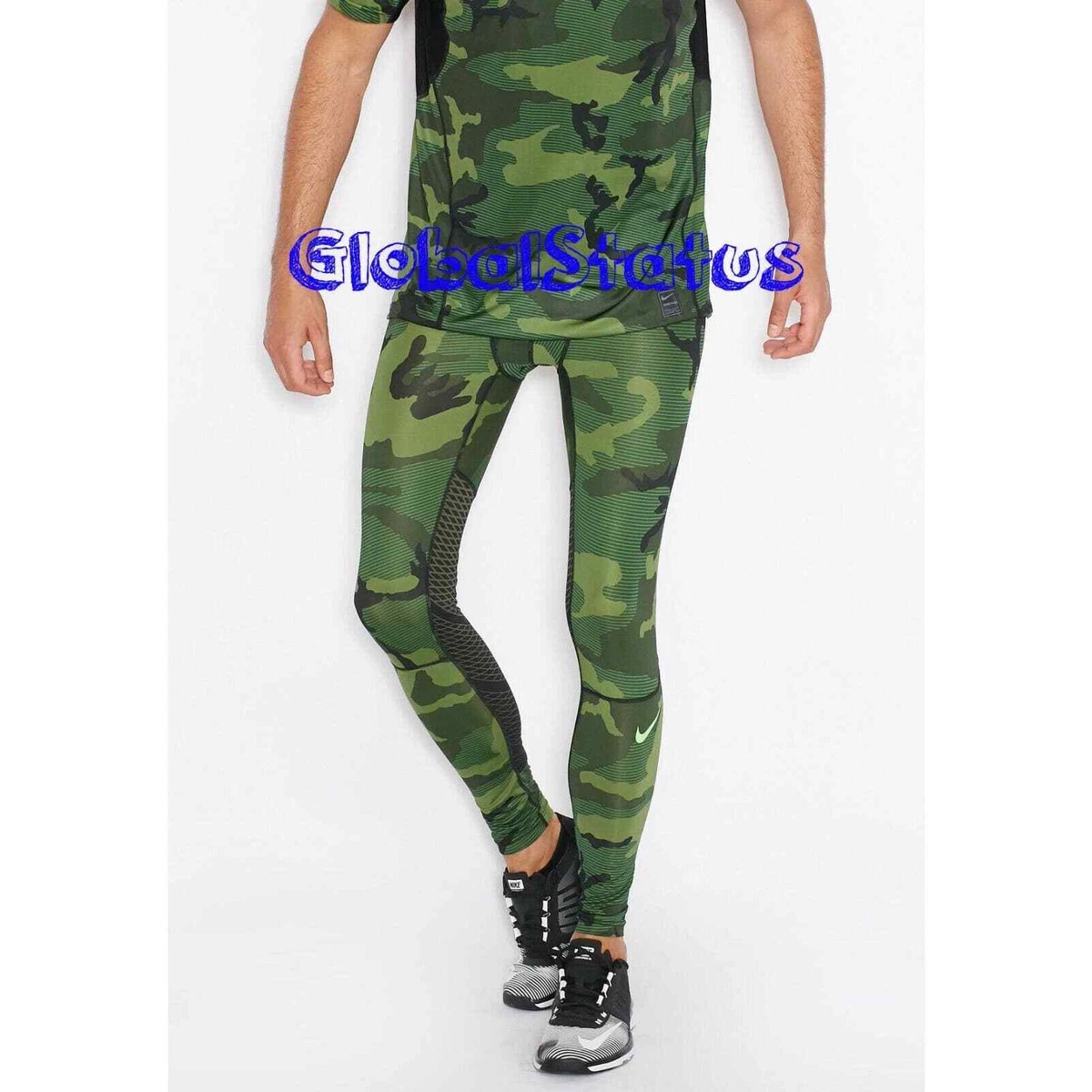 NIKE PRO COMBAT HYPERCOOL COMPRESSION FULL LENGTH CAMO TIGHTS LARGE  (801227-325)