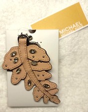MICHAEL KORS PINK SAFFIANO LEATHER CZ KEY CHARMS CHAINS