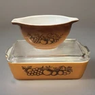 VTG 70’s PYREX OLD ORCHARD 1.5 QT Refrigerator Ribbed LID & Cinderella Bowl 441