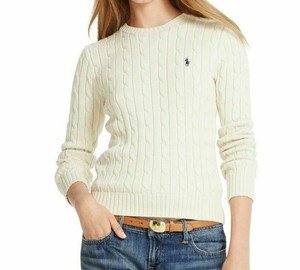 ralph lauren white cable knit sweater