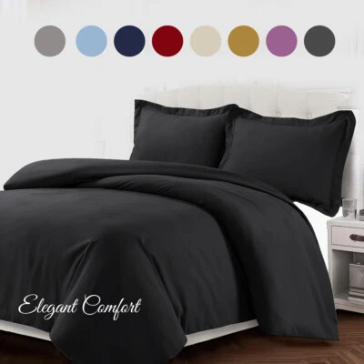 Plain Duvet Quilt Cover with Pillow Case Bedding Set Single Double King Size