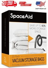SpaceAid 20 Pack Vacuum Storage Bags, Space Saver Sealer Compression Bags for Co