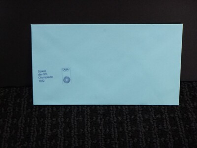 Authentic Vtg 1972 Munich Olympics Unused Blue Tissue Lined Envelope 6.75x3.75''