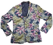 SCOTCH  SODA Men's Blue Floral Blazer Jacket Tropical Blazer Cruise M