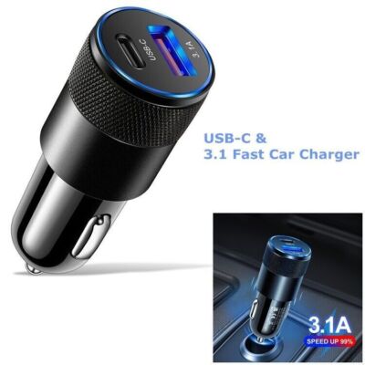 2 Port PD USB-C Fast Charging Car Charger Adapter For iPhone 14 13 12 11 Samsung