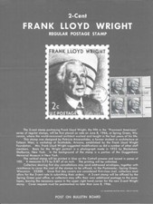 #1280  2c Frank Lloyd Wright Stamp Poster- Unofficial Souvenir Page Folded MC