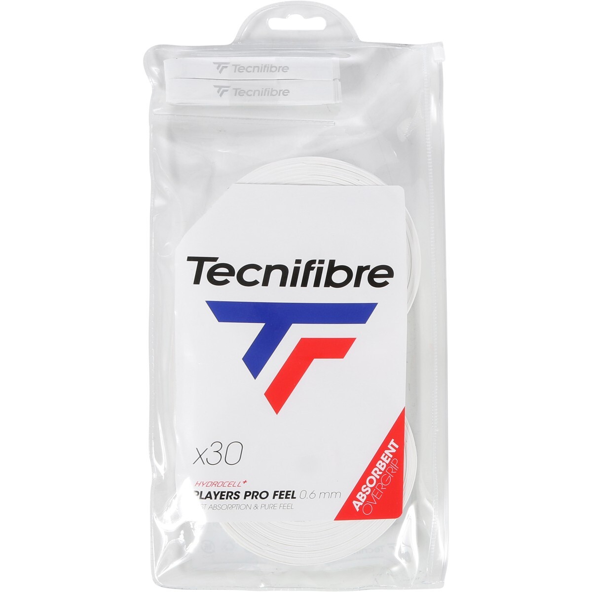 Tecnifibre PLAYERS PRO FEEL Tennis Racket Overgrips - 30 Pack - White - 0.6mm