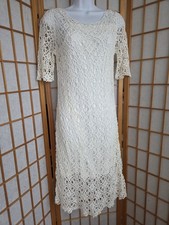 NWT RALPH LAUREN KNEE LENGTH WINTER WHITE CROCHETED COTTON SHORT SLEEVES DRESS S