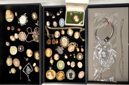 Vintage CAMEO JEWELRY Lot - Some Silver Gold Filled Mostly Costume