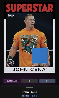 Topps Slam Digital John Cena Heritage 2016 Super Rare
