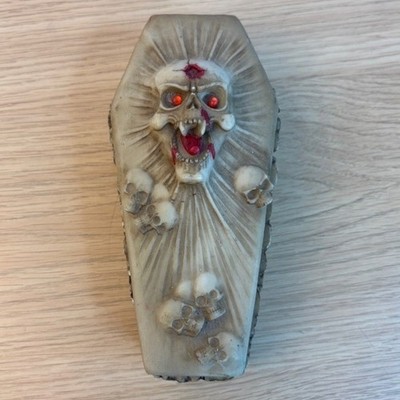 Coffin Trinket Box Vampire Skull Red Eyes Gothic Horror Decor SW-26 6.5'' Bone