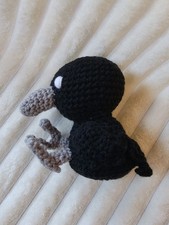 Handmade Amigurumi Crochet Raven 7" Top Heavy/Cannot Sit 