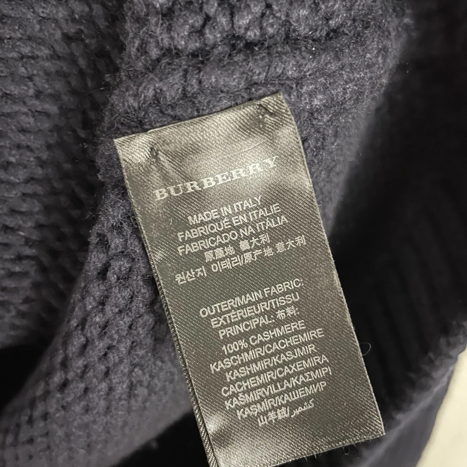 Pullover Burberry Prorsum Para Hombres L Azul Marino 109% Cachemira Tejido Grueso Manga Larga Foto 3 de 4
