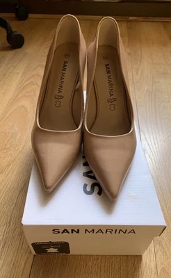 Escarpins beige nude, talons aiguilles 9 cm, semelles cuir _ SAN MARINA T. 40 - Photo 1/4
