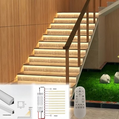 Intelligent Motion Sensor Stair Lights LED Step Light Kit Recessed Alum Profile
