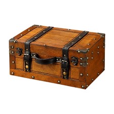 Vintage Wooden Storage Chest Portable for Bedroom, Study