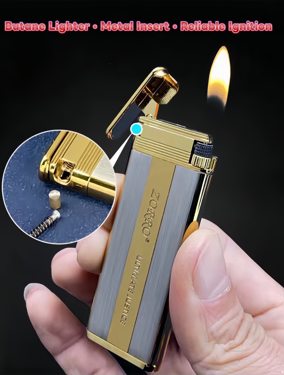 ZORRO Z641 Ultra Thin Metal Refillable Butane Lighter Flint Wheel