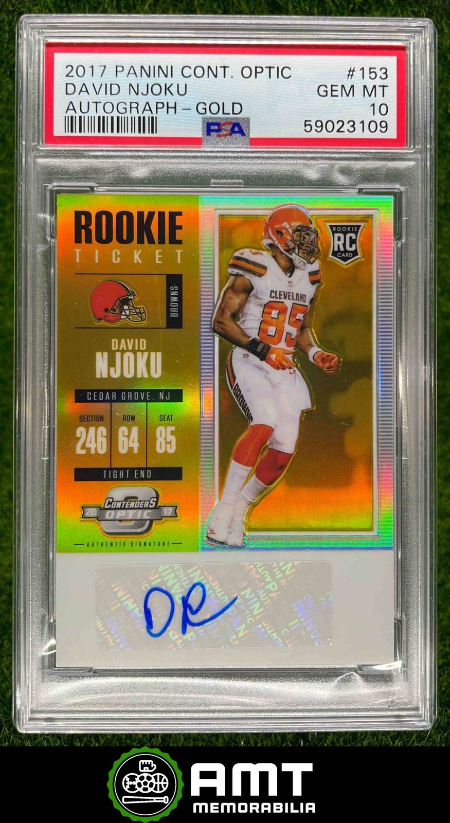 David Njoku Panini Contenders Optic #153 Autograph-Gold