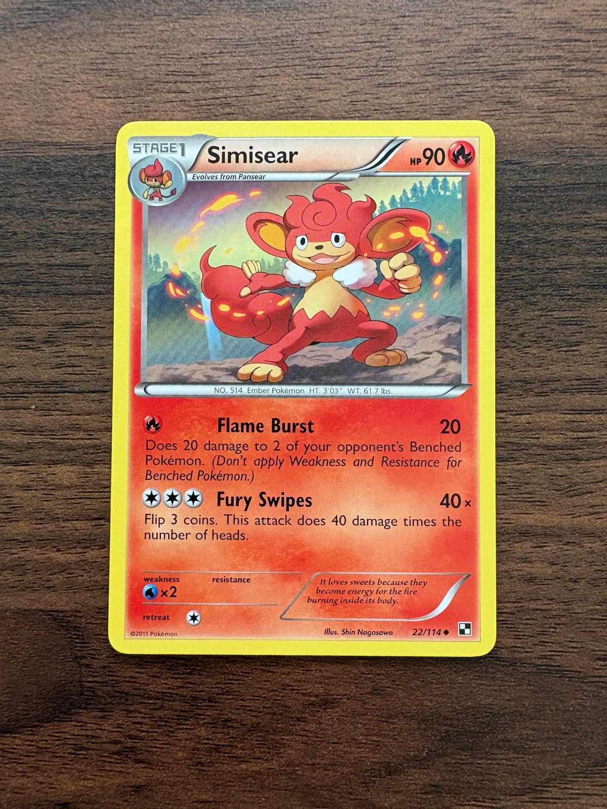 Pokémon Black and White #22/114 Simisear NM