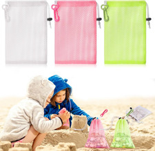 3 Pcs Mesh Beach Bags for Kids 5.9 X 8.3 Inch Shell Collecting Bag Seashell Bags