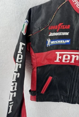 Vintage Ferrari racing jacket Rare black Leather READ image 7